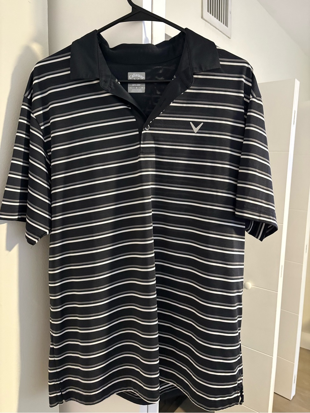 Callaway Black and White Striped Men's Golf Polo